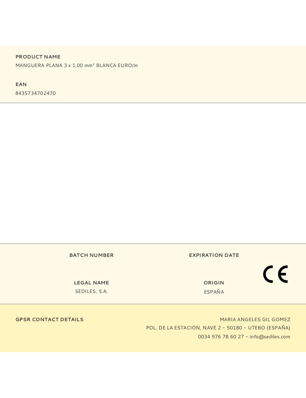 Manguera plana 3 x 1,00 mm blanca euro/m