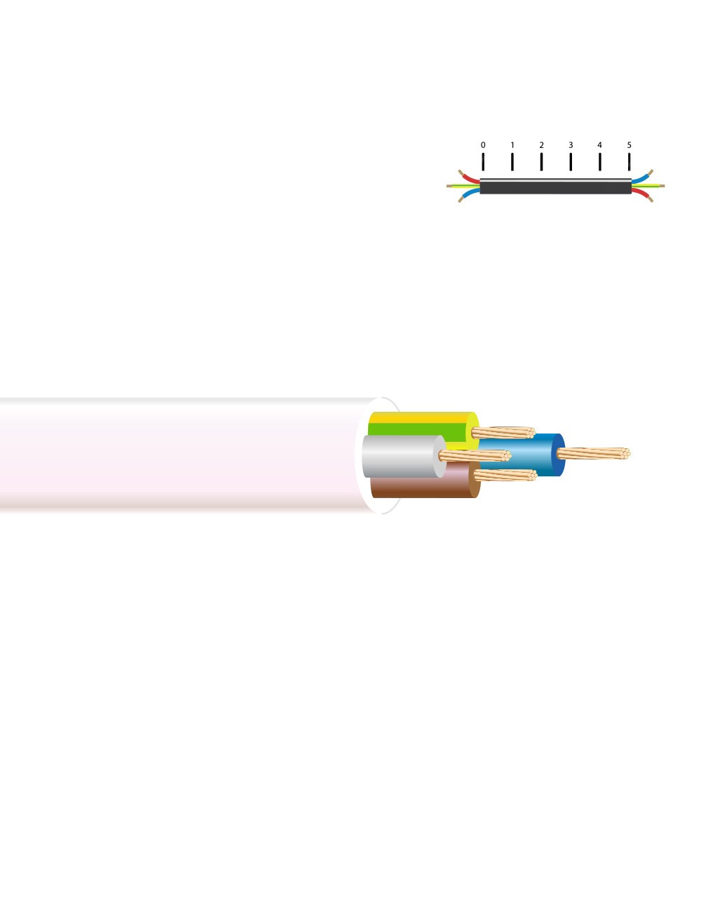 Manguera tubular h05vv-f 4 g 2,50 mm, blanca euro/m