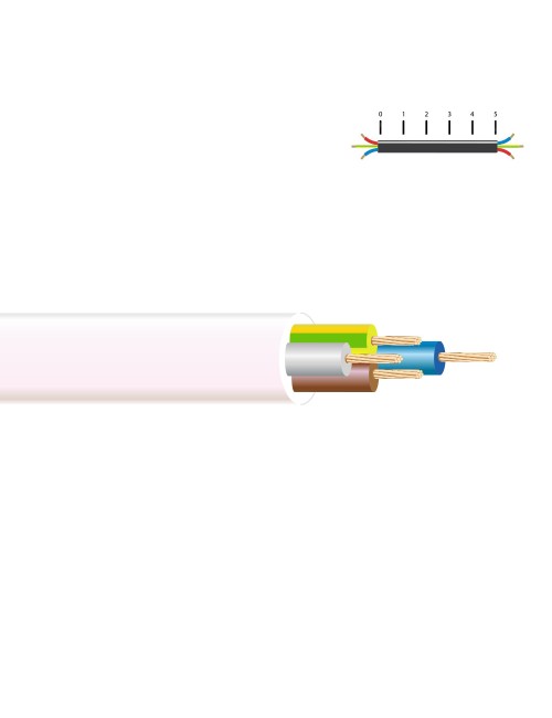 Manguera tubular h05vv-f 4 g 2,50 mm, blanca euro/m