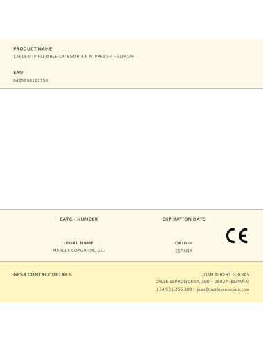 Cable utp flexible categoria 6 n° pares 4 - euro/m