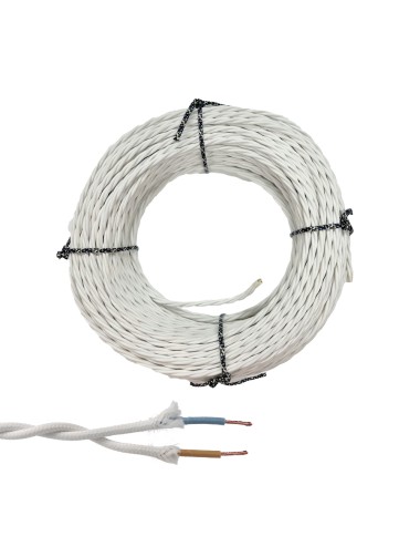 Cable paralelo textil trenzado h05v-k 2 x 1,00 mm blanco euro/m
