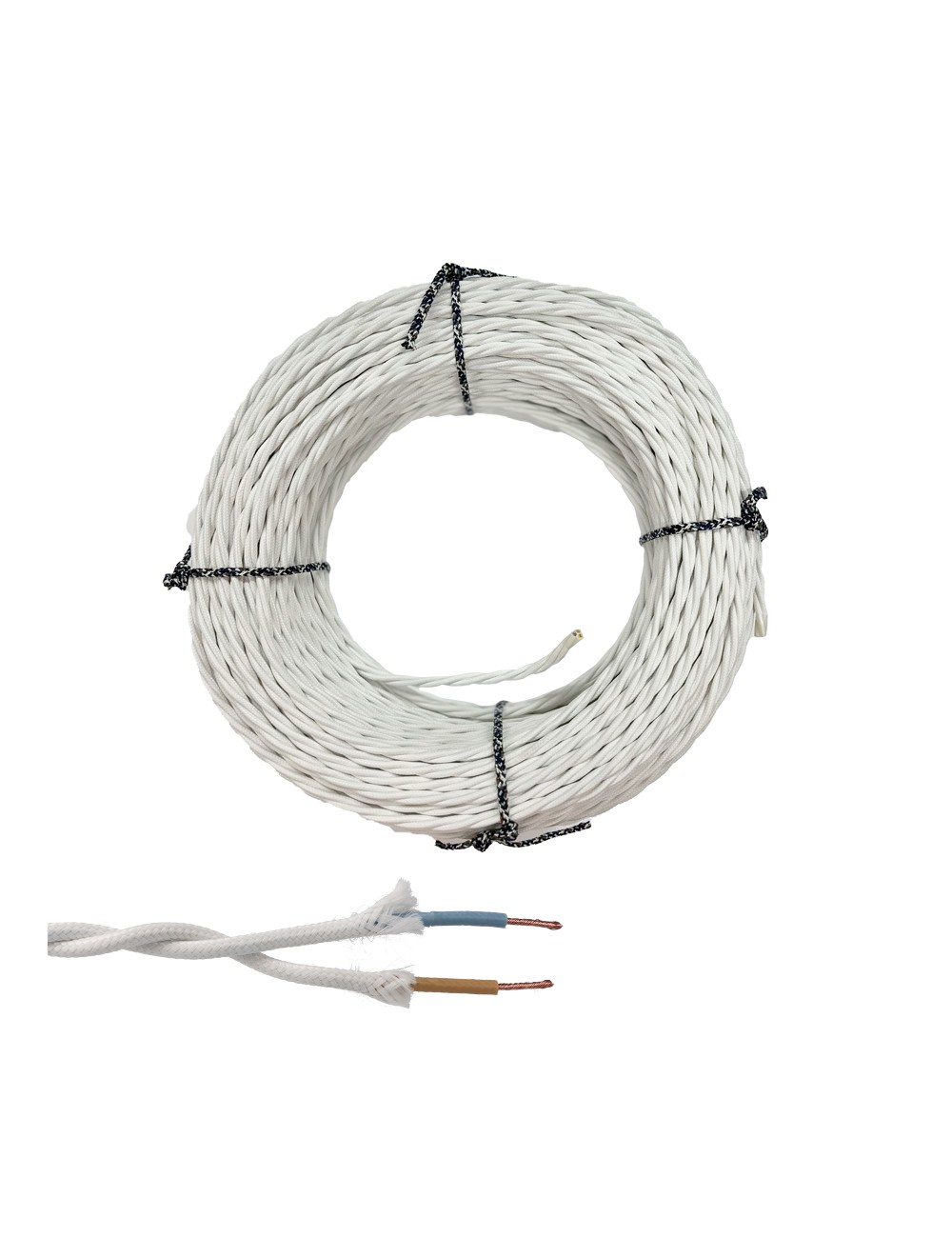 Cable paralelo textil trenzado h07v-k 2 x 2,50 mm blanco euro/m
