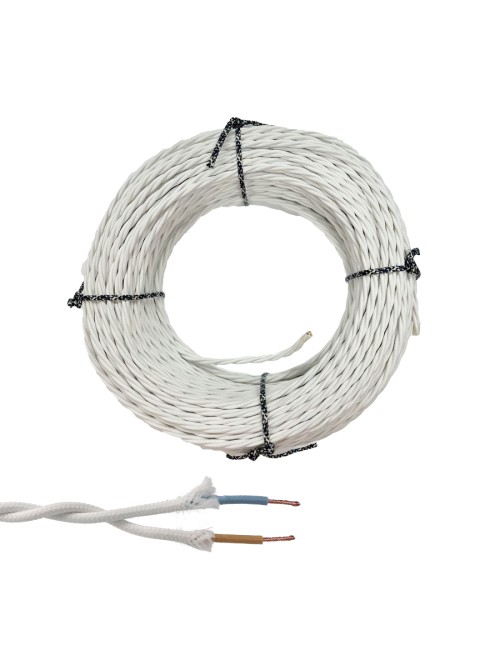 Cable paralelo textil trenzado h07v-k 2 x 2,50 mm blanco euro/m