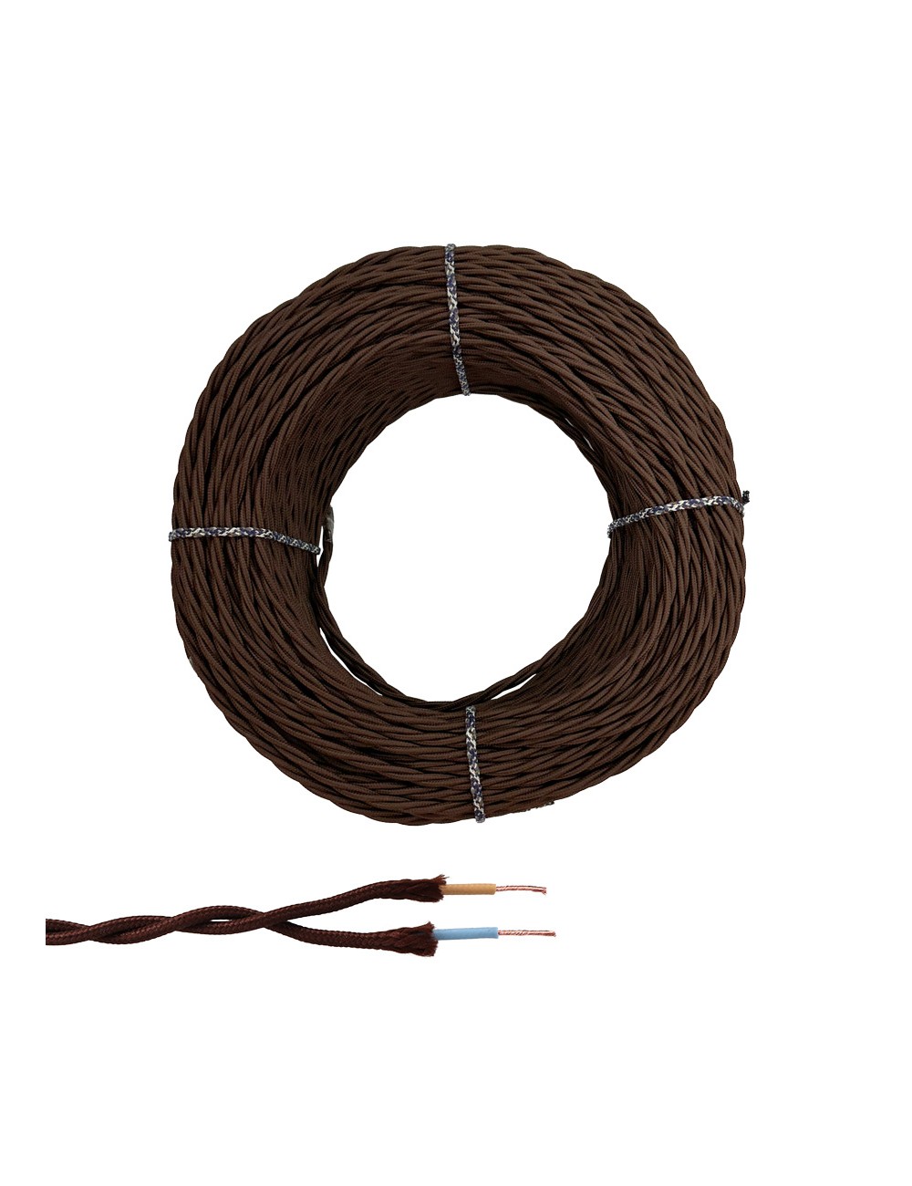 Cable paralelo textil trenzado h05v-k 2 x 1,00 mm marrón euro/m