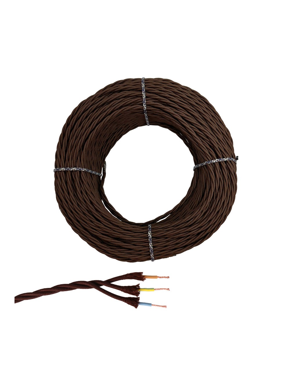Cable paralelo textil trenzado h05v-k 3 g 1,00 mm marrón euro/m