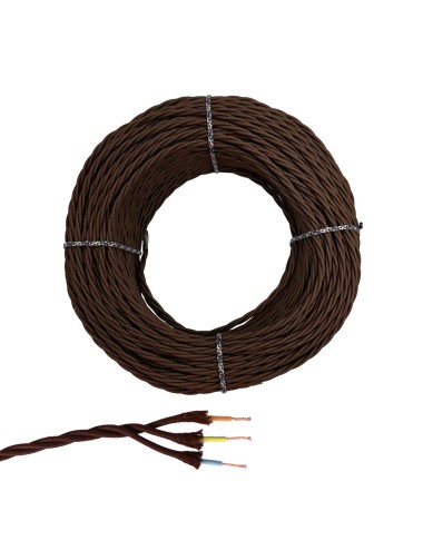 Cable paralelo textil trenzado h05vv-f 3 g 1,50 mm marrón euro/m