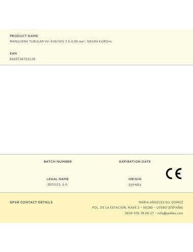 Manguera tubular vv-k06/1kv 3 g 4,00 mm, negra euro/m