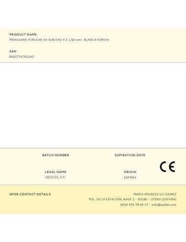Manguera tubular vv-k06/1kv 4 g 1,50 mm, blanca euro/m