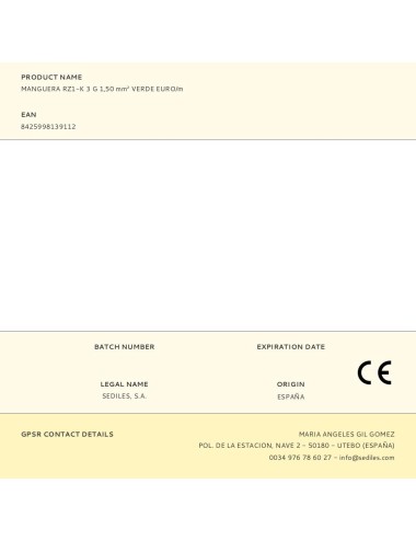 Manguera rz1-k 3 g 1,50 mm verde euro/m