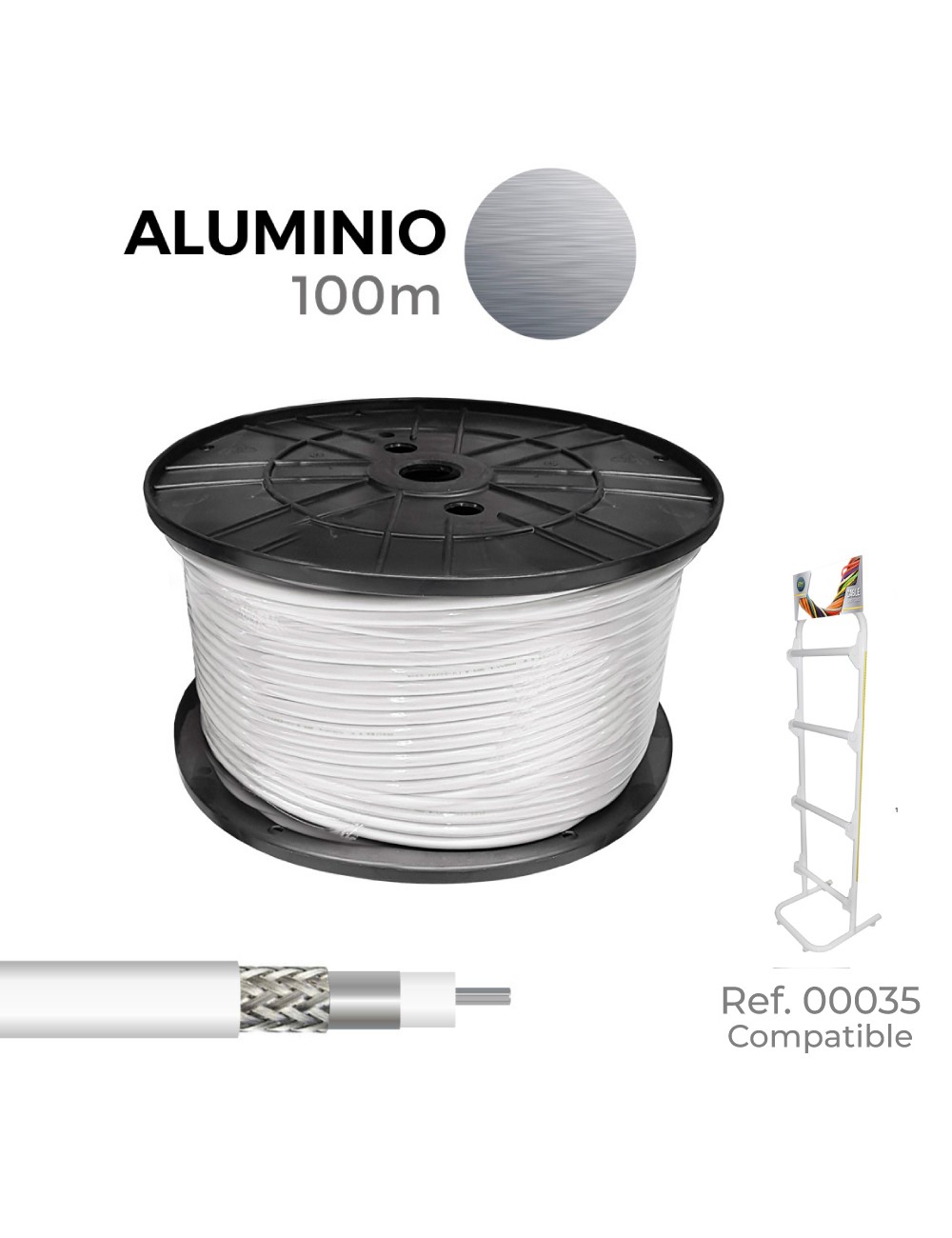 Cable coaxial apantallado rg6 aluminio euro/m