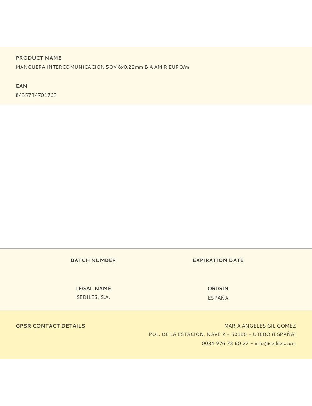 Manguera intercomunicacion 5ov 6x0.22mm b a am r euro/m