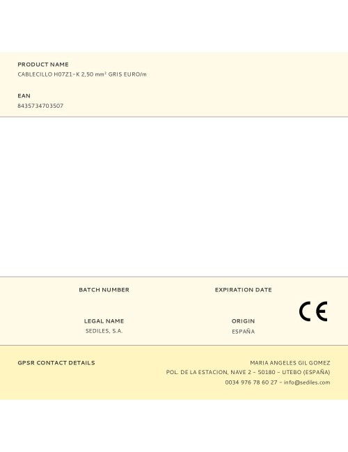 Cablecillo h07z1-k 2,50 mm gris euro/m