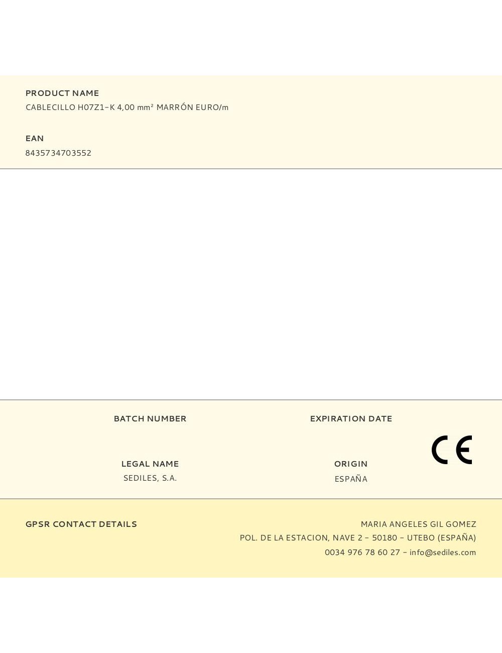 Cablecillo h07z1-k 4,00 mm marrón euro/m