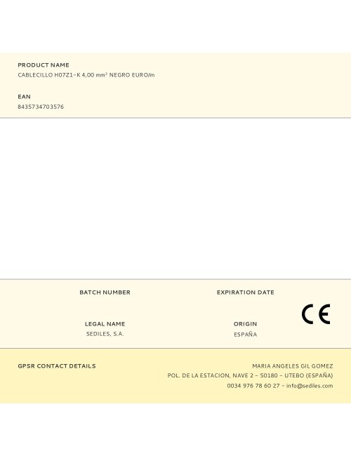 Cablecillo h07z1-k 4,00 mm negro euro/m