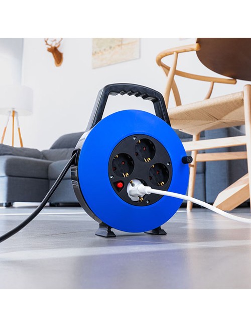 Enrollacables 10 m 3 g 1,00 mm 4 tomas bipolares con t/tl hogar con protector termico