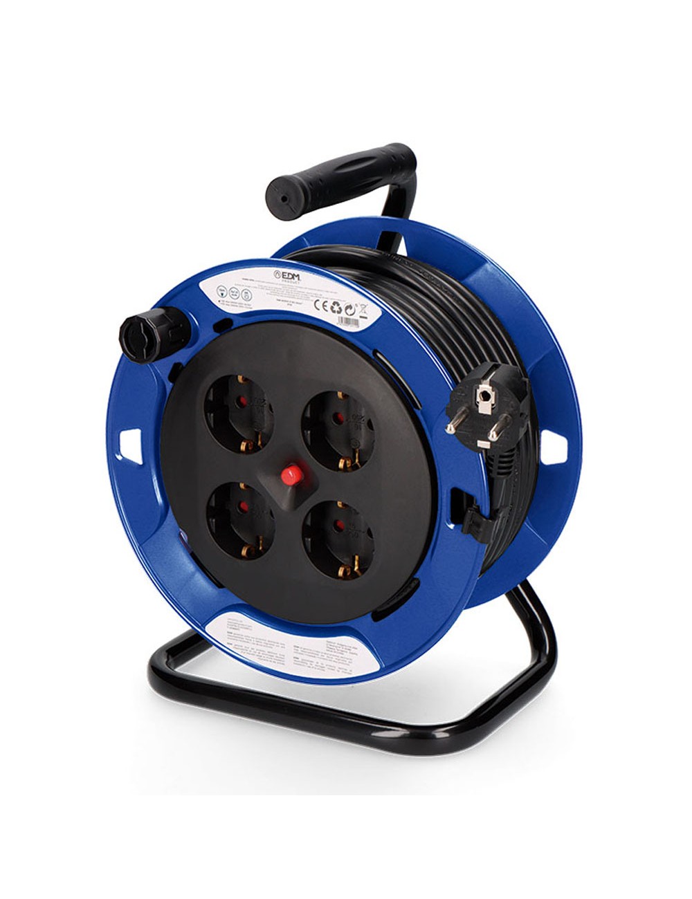 Enrollacables 15 m 3 g 1,50 mm 4 tomas bipolares con t/tl profesional con protector termico