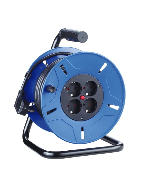 Enrollacables 50 m 3 g 1,50 mm 4 tomas bipolares con t/tl con protector térmico