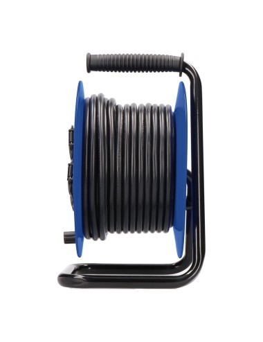 Enrollacables 25 m 3 g 2,50 mm 4 tomas bipolares con t/tl con tapas profesional con protector termico 3000w 230v