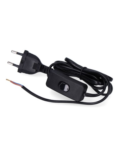 Conexion con interruptor 3a 1,5m 2x0,75mm manguera plana negra edm