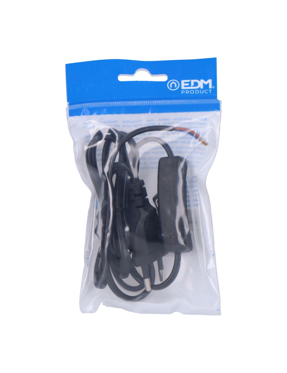 Conexion con interruptor 3a 1,5m 2x0,75mm manguera plana negra edm