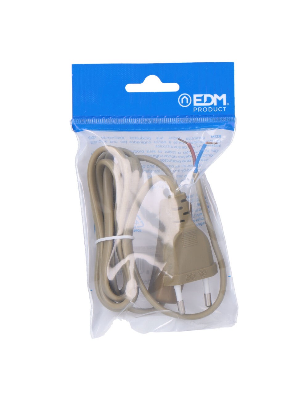 Conexion con interruptor 3a 1,5m 2x0,75mm manguera plana dorado edm