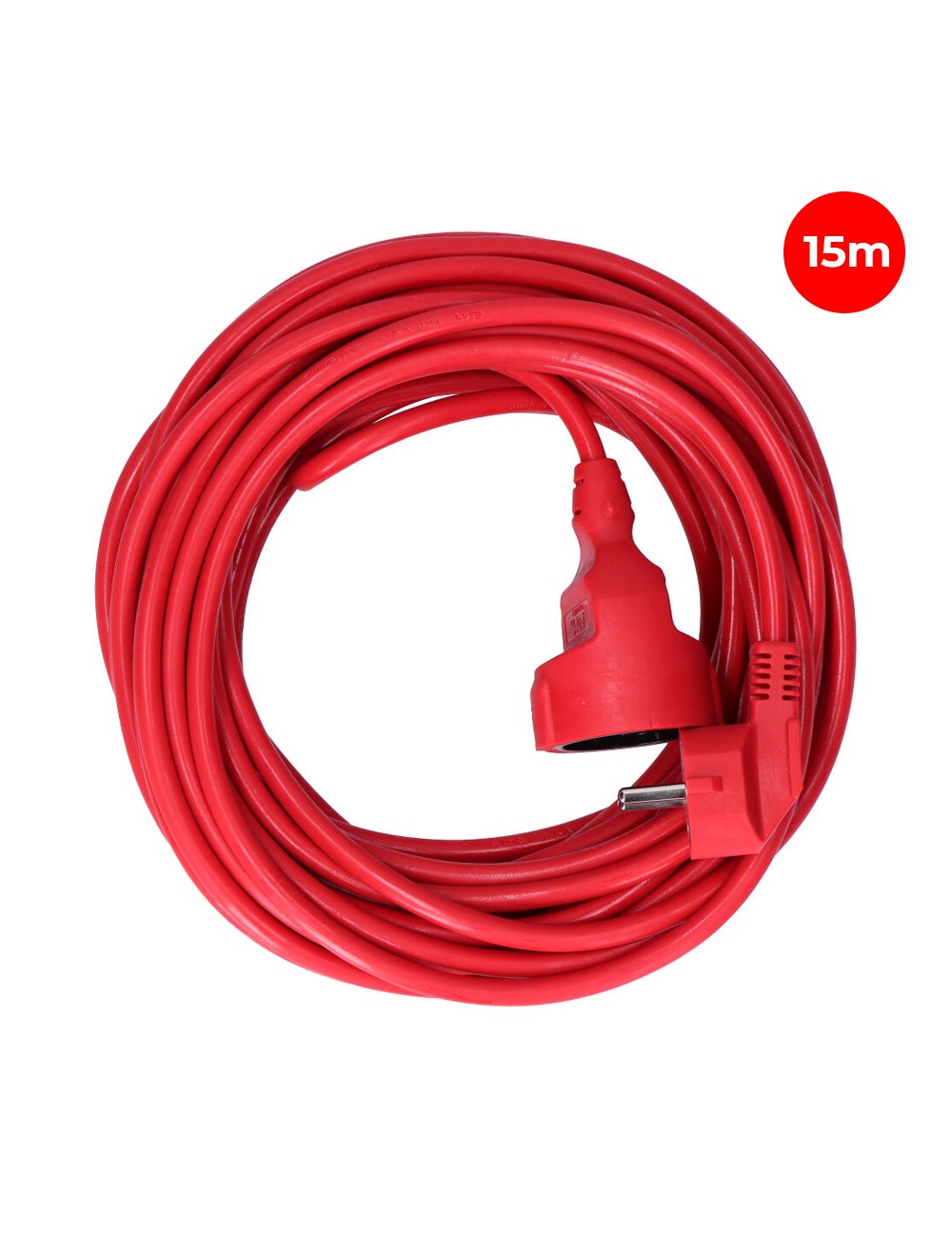 Prolongador con 1 toma 2p+t, 16a 250v~ 15 m de cable h05vv-f 3g1,5mm, rojo