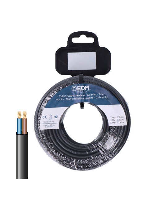 Carrete manguera plana h05vvh2-f 2 x 1,00 mm negra, 15 m