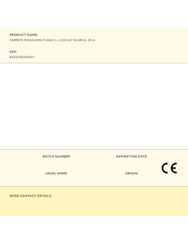 Carrete manguera plana 3 x 1,00 mm blanca, 20 m