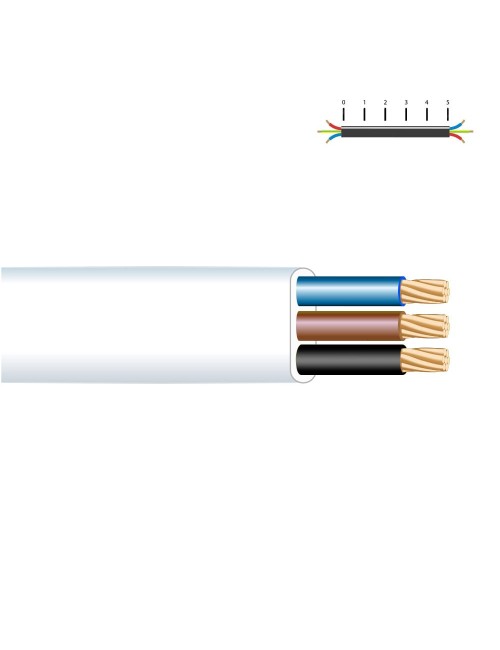 Carrete manguera plana 3 x 1,50 mm blanca, 15 m