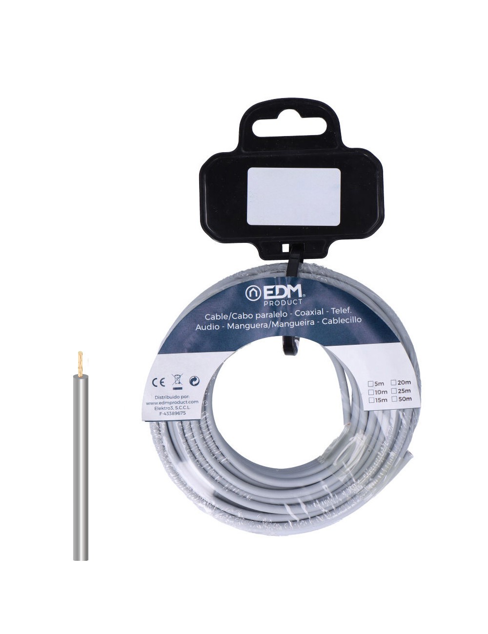 Carrete cablecillo h07z1-k 2,50 mm gris, 25 m