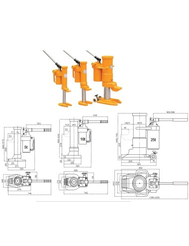Gato Elevador de Máquinas Hidráulico HMH 10 T