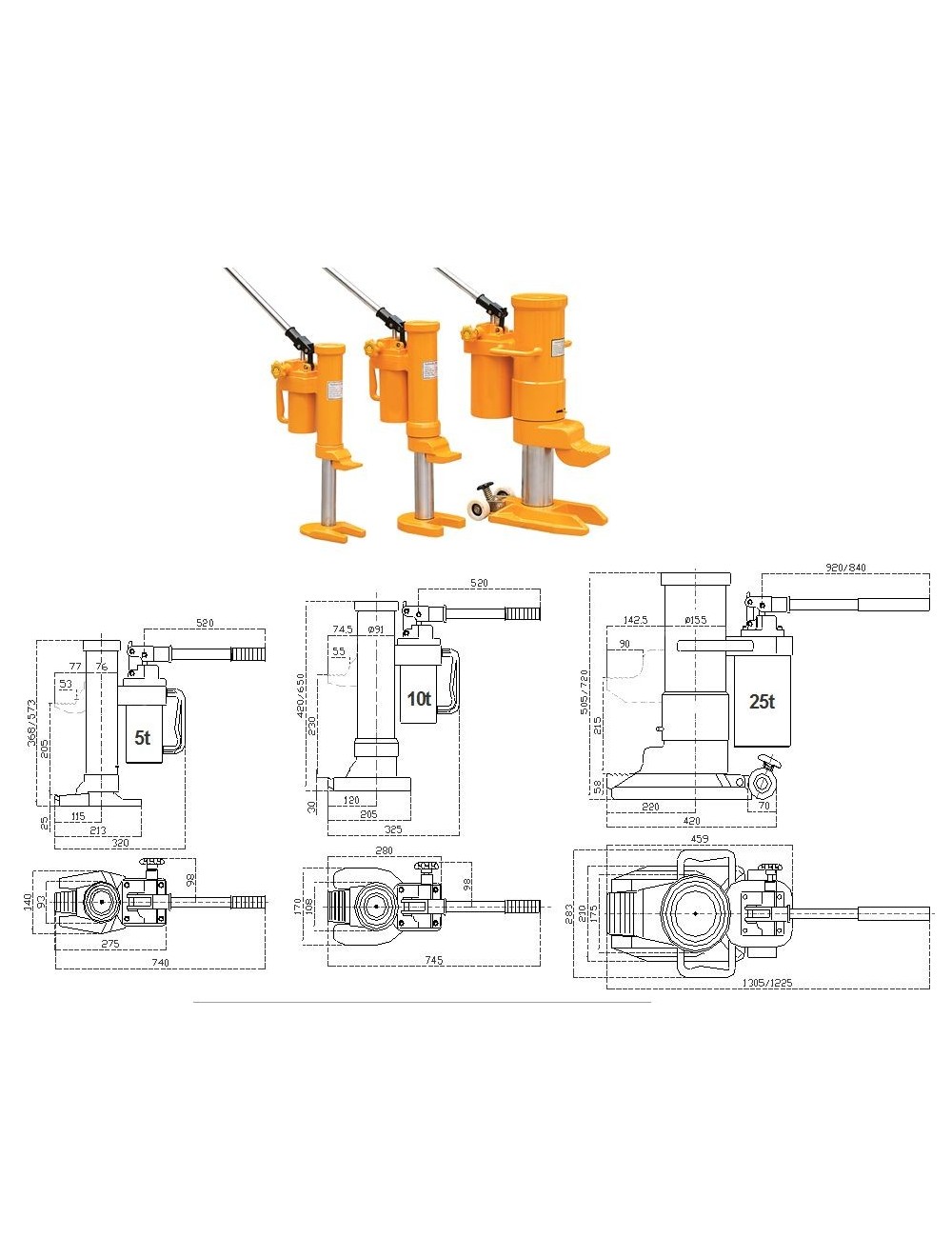 Gato Elevador de Máquinas Hidráulico HMH 25 T