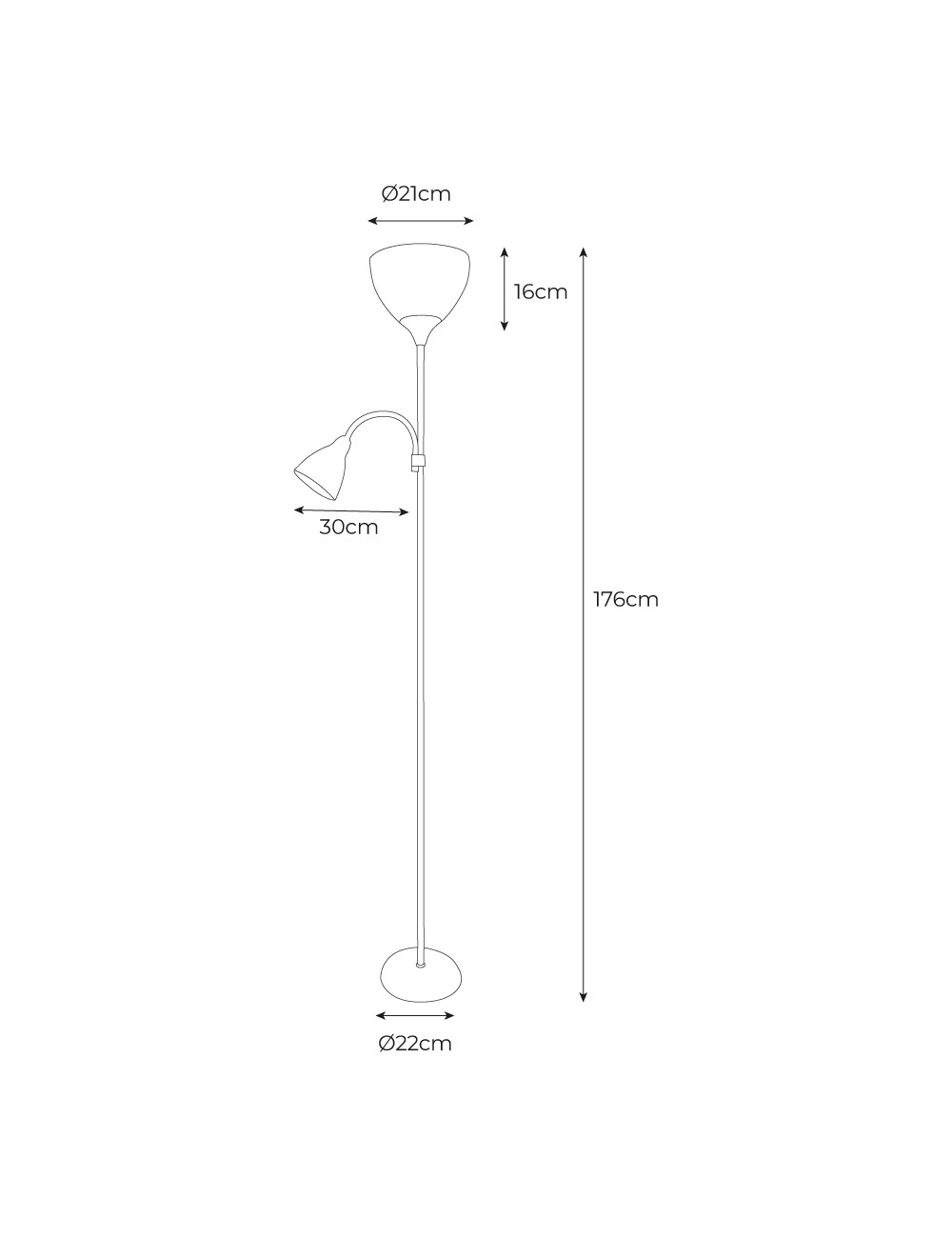 Lámpara de pie modelo boston color plateada e27 60 w y lector e14 40 w