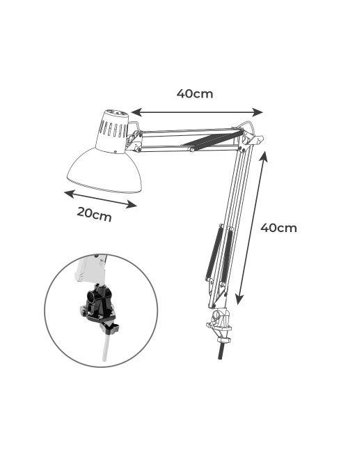 Flexo (arquitecto) modelo melbourne con mordaza de fijación color negro e27 60w edm