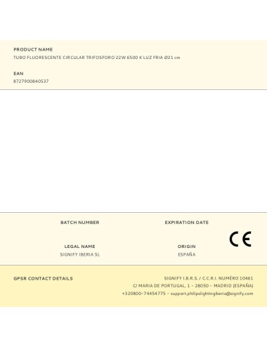 Tubo fluorescente circular trifosforo 22w 6500 k luz fria ø21 cm