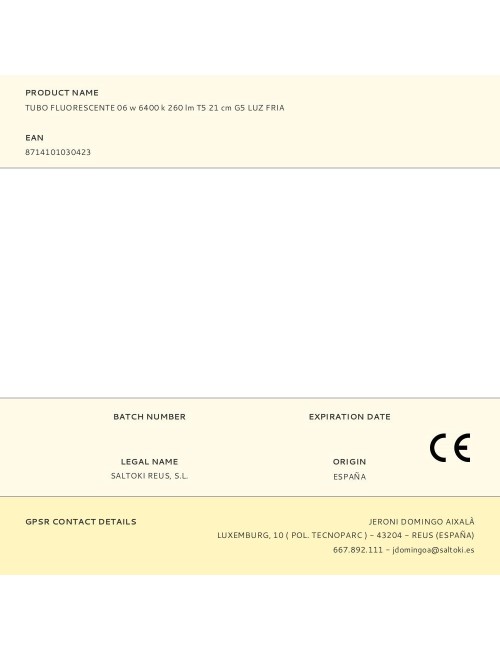 Tubo fluorescente 06 w 6400 k 260 lm t5 21 cm g5 luz fria