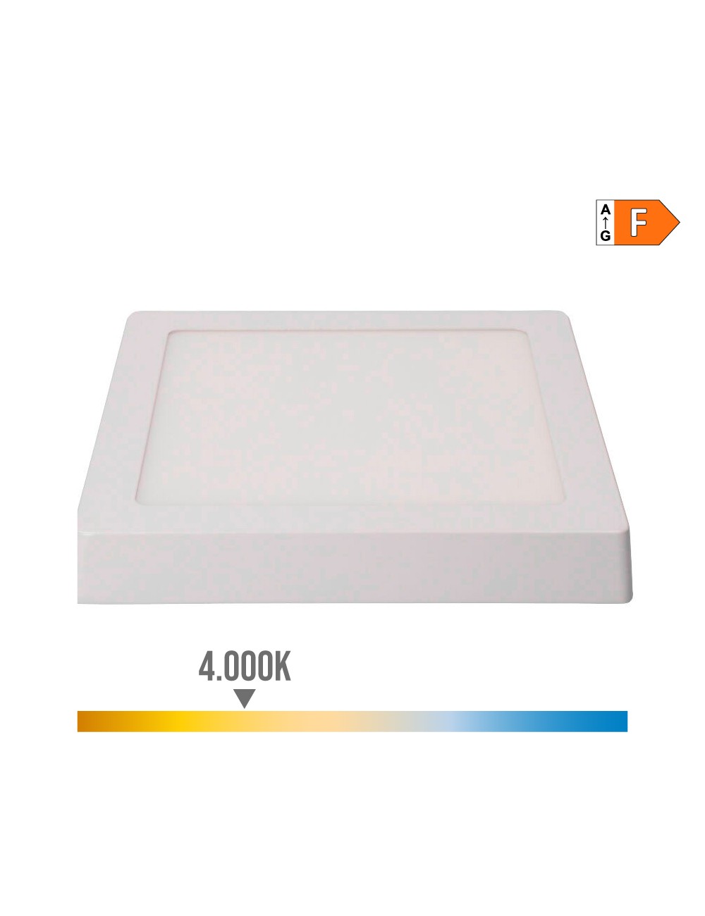 Downlight led superficie cuadrado blanco 20 w 1500 lm 4000 k luz dia 22 x 22 x 3 cm