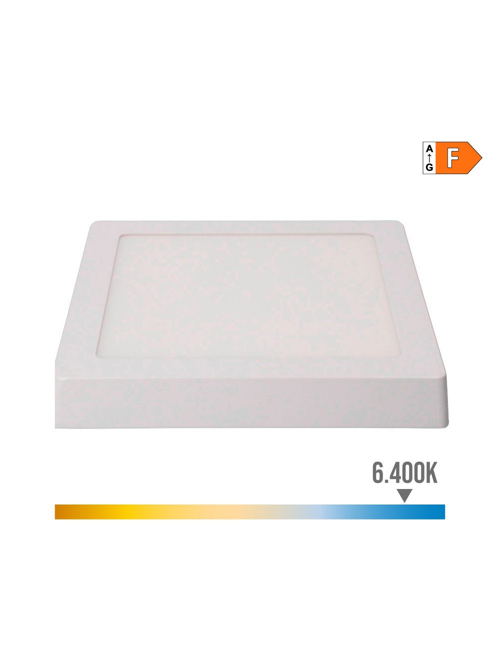 Downlight led superficie cuadrado blanco 20 w 1500 lm 6400 k luz fria 22 x 22 x 3,5 cm