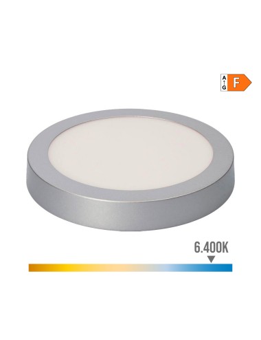 Downlight led superficie redondo cromado 20 w 1500 lm 6400 k luz fria ø 22 x 3 cm