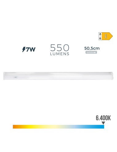 Regleta led 7 w 6500 k luz fria 600 lm 50,5 x 2,2 x 3,5 cm