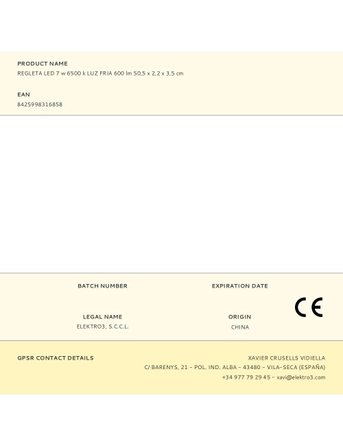 Regleta led 7 w 6500 k luz fria 600 lm 50,5 x 2,2 x 3,5 cm