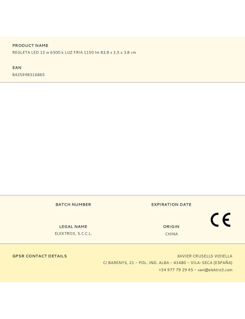 Regleta led 13 w 6500 k luz fria 1150 lm 83,8 x 3,5 x 3.8 cm