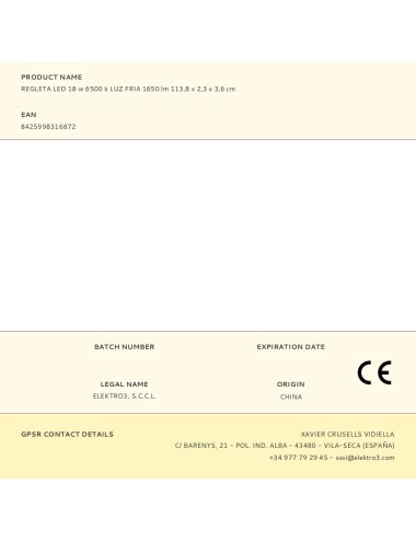 Regleta led 18 w 6500 k luz fria 1650 lm 113,8 x 2,3 x 3,6 cm