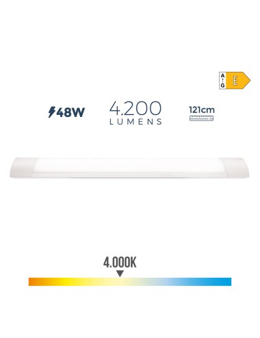 Regleta led 48 w 4000 k luz dia 4200 lm 121,3 x 3,1 x 12 cm