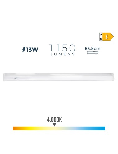 Regleta led 13 w 4000 k luz dia 1150 lm 83.8 x 2.2 x 3.6 cm