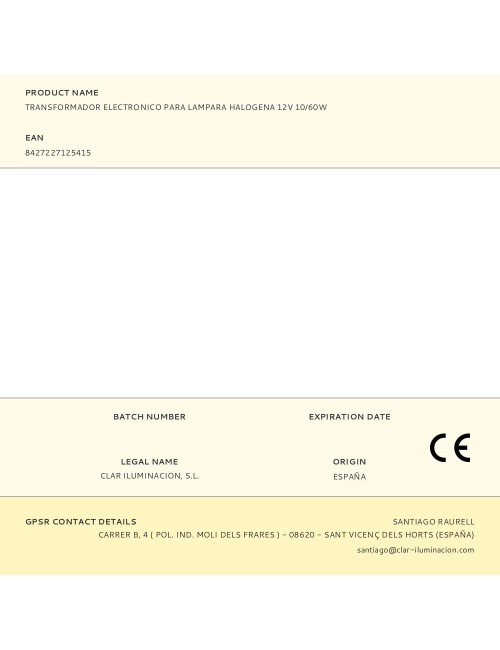 Transformador electronico para lampara halogena 12v 10/60w