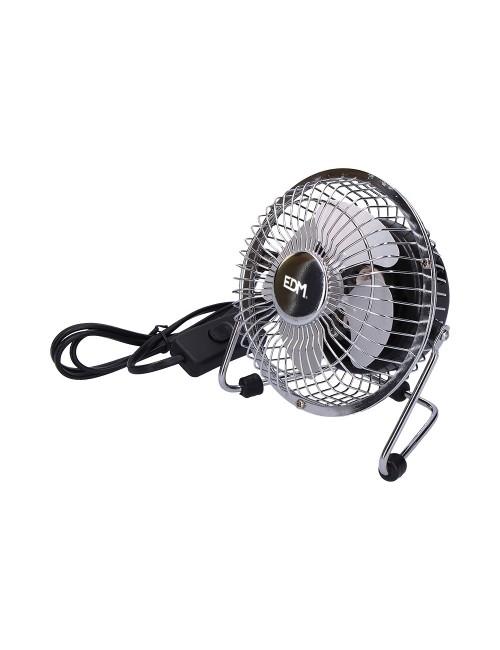Mini ventilador industrial, de sobremesa. color cromado. potencia: 15w 54,7 db aspas: ø10 x 15 cm