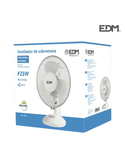 Ventilador de sobremesa. color blanco. potencia: 25 w 41 db aspas: ø23  27 x 24 x 36 cm