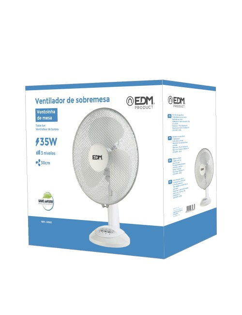 Ventilador de sobremesa. color blanco. potencia: 35w 53,4 db aspas: ø30 x 48 cm