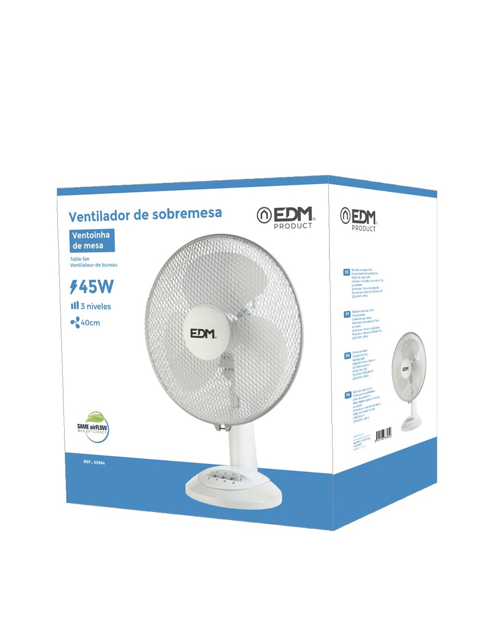 Ventilador de sobremesa. color blanco. potencia: 45w 54,14 db aspas: ø40 x 61 cm